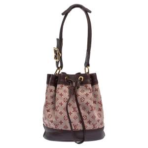 Pre Owned Louis Vuitton Cherry Red Monogram Mini Lin Canvas Noelie Bag