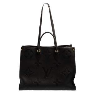 Pre Owned Louis Vuitton Black Monogram Empreinte Leather Onthego GM Bag