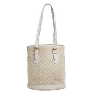 Pre Owned Louis Vuitton Dune Monogram Mini Lin Canvas Bucket PM Bag
