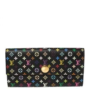 مملوكة مسبقًا Louis Vuitton Black Monogram Multicolore Canvas Sarah Wallet