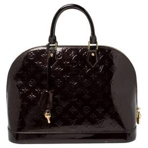 Pre Owned Louis Vuitton Amarante Monogram Vernis Alma GM Bag