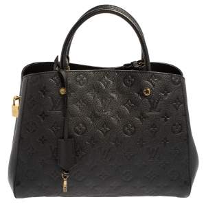 Pre Owned Louis Vuitton Black Monogram Empreinte Leather Montaigne MM Bag