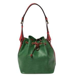 Pre Owned Louis Vuitton Borneo Green/Red Epi Leather Petit Noe Bag