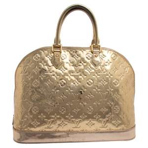 Pre Owned Louis Vuitton Gold Monogram Miroir Limited Edition Alma MM Bag