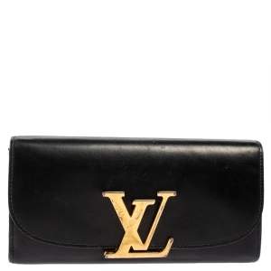 مملوكة مسبقًا Louis Vuitton Black Veau Racine Leather Vivienne LV Long Wallet
