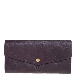 مملوكة مسبقًا محفظة لوي فيتون سارا جلد مطبوع مونوغرامي أحمر داكن  