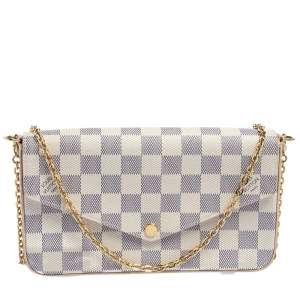 Pre Owned حقيبة صغيرة لوي فيتون فيليسي كانفاس دامييه أزور