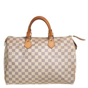 Pre Owned Louis Vuitton Damier Azur Canvas Speedy 35 Bag
