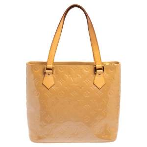 Pre Owned Louis Vuitton Noisette Monogram Vernis Houston Bag