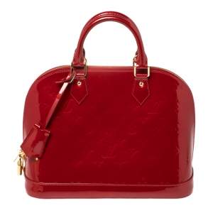 Pre Owned Louis Vuitton Pomme D’amour Monogram Vernis Alma PM Bag