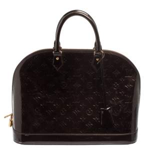 Pre Owned حقيبة لوي فيتون ألما جلد لامع مونوغرامي أحمر داكن