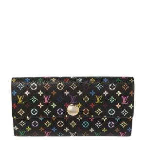 مملوكة مسبقًا Louis Vuitton Black Monogram Multicolore Canvas Sarah Wallet