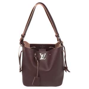 Pre Owned Louis Vuitton Prune Leather Lockme Bucket Bag