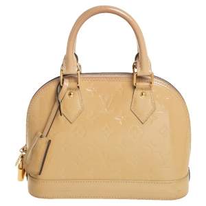 Pre Owned Louis Vuitton Beige Poudre Monogram Vernis Alma BB Bag