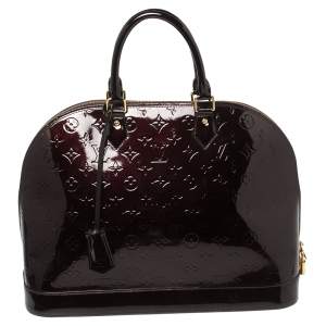 Pre Owned Louis Vuitton Amarante Monogram Vernis Alma GM Bag