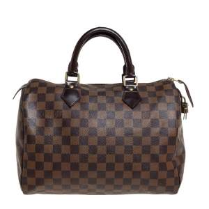 Pre Owned Louis Vuitton Damier Ebene Canvas Speedy 30 Bag