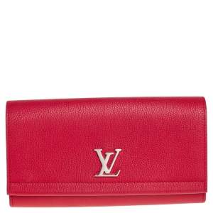 مملوكة مسبقًا Louis Vuitton Red Taurillon Leather Lock Me ll Wallet
