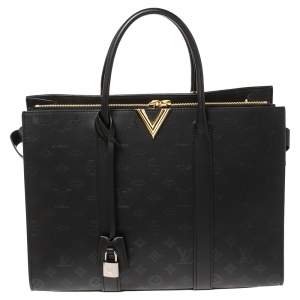 Pre Owned Louis Vuitton Black Cuir Plume Monogram Leather Very GM Bag