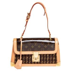 Pre Owned Louis Vuitton Monogram Coated Canvas, Tweed, and Leather Trim Limited Edition 0805 Rabat Bag