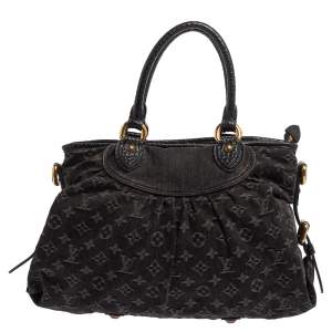 Pre Owned Louis Vuitton Black Monogram Denim Neo Cabby MM Bag