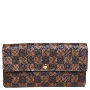 Pre Owned Louis Vuitton Damier Ebene Canvas Sarah Wallet