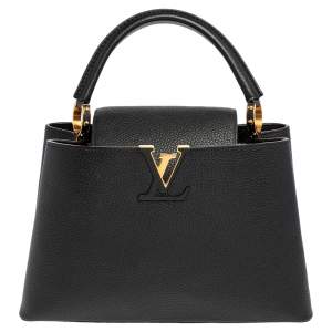 Pre Owned Louis Vuitton Black Taurillon Leather Capucines MM Bag