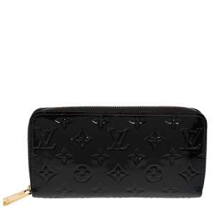 Pre Owned Louis Vuitton Black Magnetique Monogram Vernis Zippy Wallet