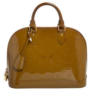Pre Owned Louis Vuitton Vert Olive Monogram Vernis Alma PM Bag