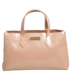 Pre Owned Louis Vuitton Rose Florentine Monogram Vernis Wilshire PM Bag