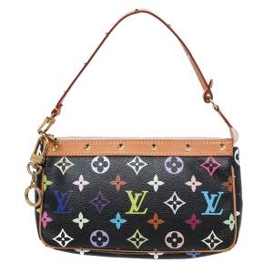 Pre Owned Louis Vuitton Black Multicolore Monogram Canvas Pochette Accessories