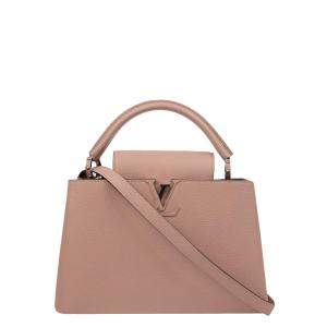 Louis Vuitton Pink Leather Capucines Top Handle Bag