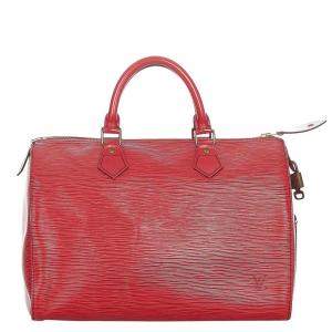 Louis Vuitton Red Epi Leather Speedy 35 Satchel 