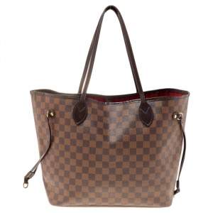 Louis Vuitton Damier Ebene Canvas Neverfull and Leather MM Bag