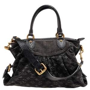 Pre Owned Louis Vuitton Grey Monogram Denim Neo Cabby MM Tote Bag