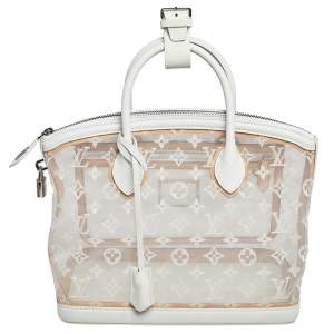 Pre Owned Louis Vuitton White Monogram Transparence Mesh Limited Edition Lockit East/West Bag