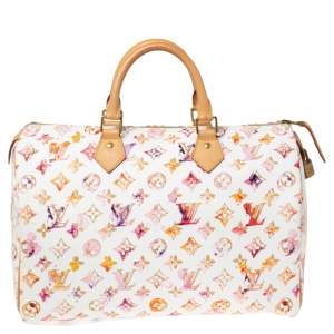 Pre Owned Louis Vuitton Monogram Canvas Watercolor Aquarelle Richard Prince Speedy 35 Bag