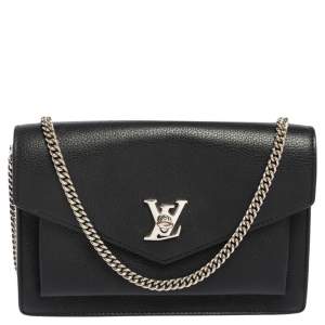 Pre Owned Louis Vuitton Black Leather Mylockme Pochette Bag