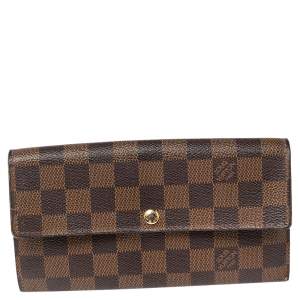 Pre Owned Louis Vuitton Damier Ebene Canvas Sarah Wallet