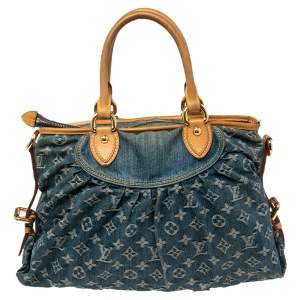 Pre Owned Louis Vuitton Blue Monogram Denim Neo Cabby MM Bag