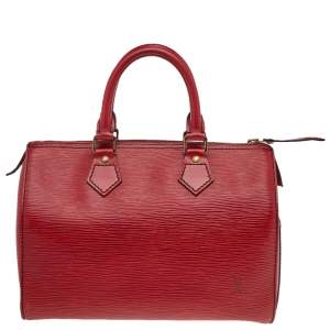 Louis Vuitton Red Leather Epi Speedy 25 Bag