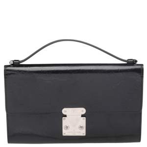 Pre Owned Louis Vuitton Black Monogram Vernis Anouchka MM Clutch 