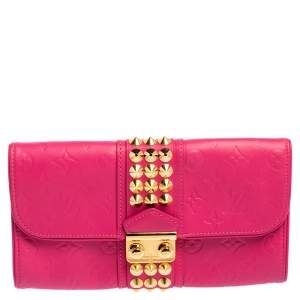 Pre Owned Louis Vuitton Pink Monogram Leather Courtney Clutch