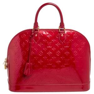 Pre Owned Louis Vuitton Pomme D’amour Monogram Vernis Alma GM Bag