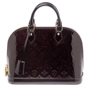 Pre Owned Louis Vuitton Amarante Monogram Vernis Alma PM Bag