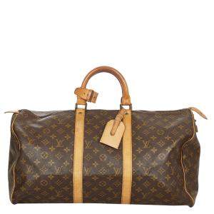 Pre Owned Louis Vuitton Monogram Canvas Keepall 50 Bag