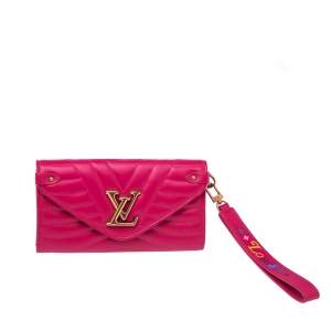 مملوكة مسبقًا محفظة لوي فيتون نيو ويف جلد فوشيا طويلة