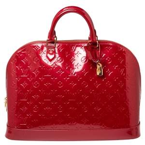 Pre Owned Louis Vuitton Pomme D’amour Monogram Vernis Alma GM XL Bag