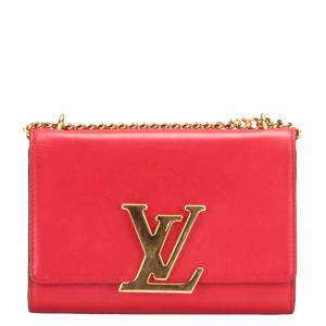 Louis Vuitton Red Calf Leather Chain Louise GM Clutch Bag 