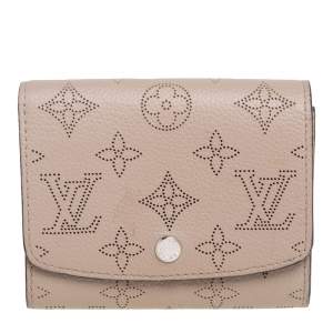 Pre Owned Louis Vuitton Biscuit Mahina Leather Iris Compact Wallet