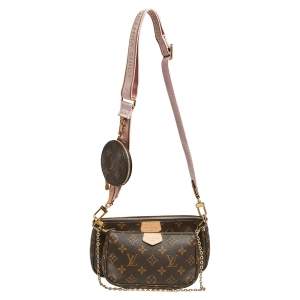 Pre Owned Louis Vuitton Rose Clair Monogram Canvas Multi Pochette Accessories Bag